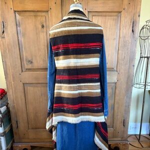 NWT Do Everything in Love Western Striped Cardigan Shawl Vest Poncho
